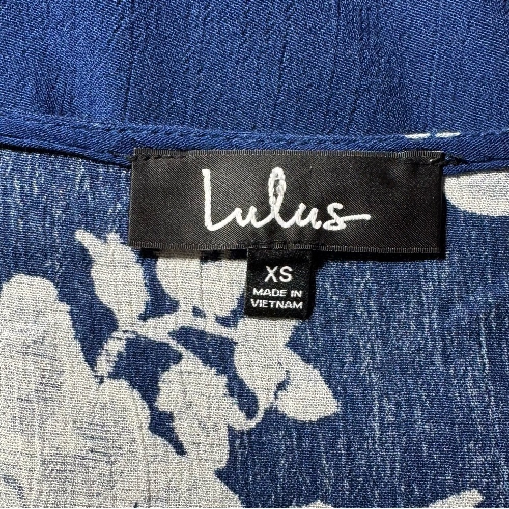 Lulus Heart of Marigold Navy Blue Floral Print Wrap Maxi Dress size XS Gauzy - Picture 10 of 14